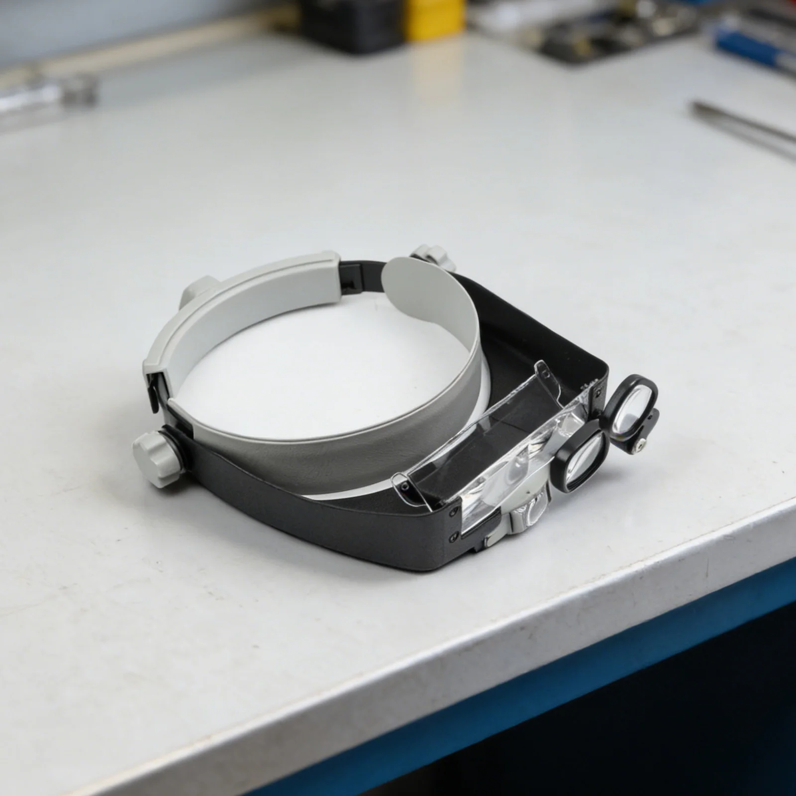 Headband Mounted Magnifier with Built in LED Light and Multiple Magnifications 1.5x 3x 6x 8x for Hobbyists and Professionals