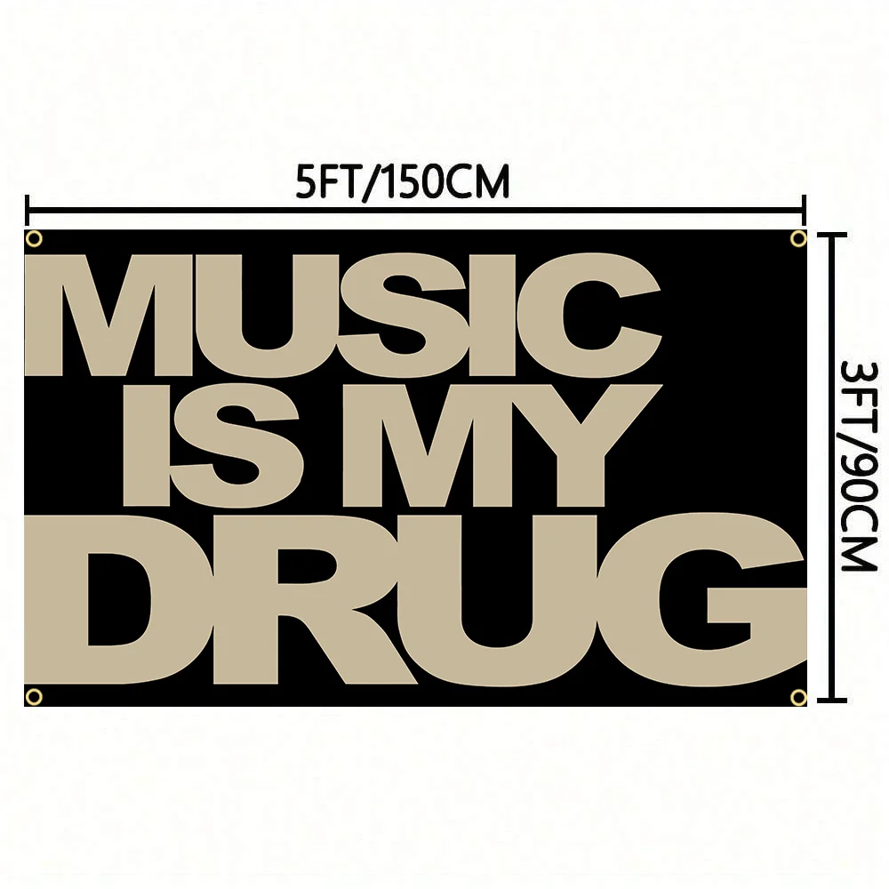 90X150 سنتيمتر الموسيقى هو المخدرات الموسيقى مجردة الكرتون الفن العلم نسيج الجدار الشنق غرفة نوم بار ديكور الغرفة الجمالية #2