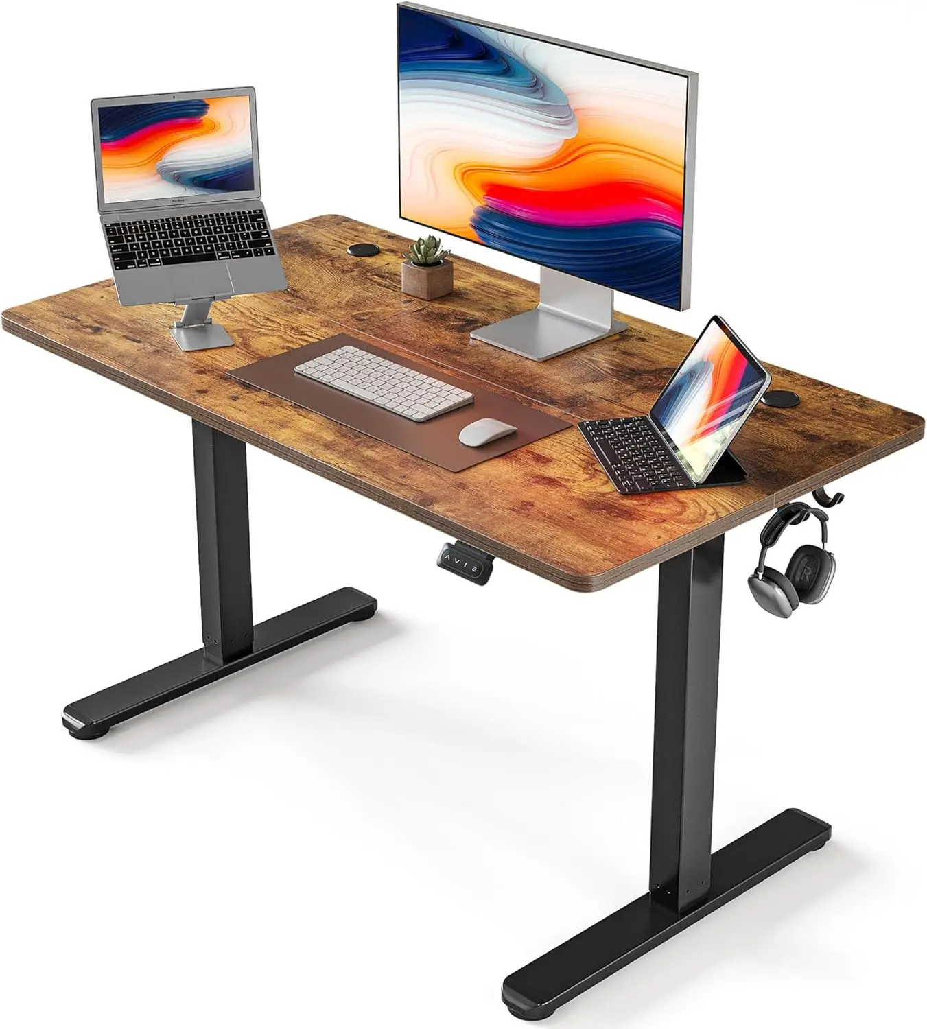 40 x 24 Inches Height Adjustable Stand up Desk, Sit Stand Home Office Desk, Computer Desk, Rustic Brown