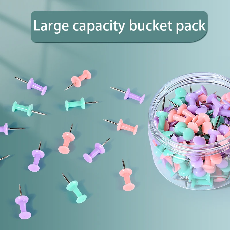 100 Stück rosa/grün/lila gemischte Reißzwecken, Reißzwecken, Brettnadeln, Zeichnung, Fotowand, Ohrstecker, Büro, Schulbedarf, Metallnadeln