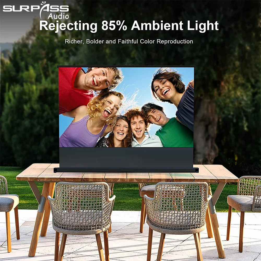 Portable Projector Screen 50 Inch Pull Up Tabletop Projection Screen with Stand Watch Movie for Outdoor Camping Business Office