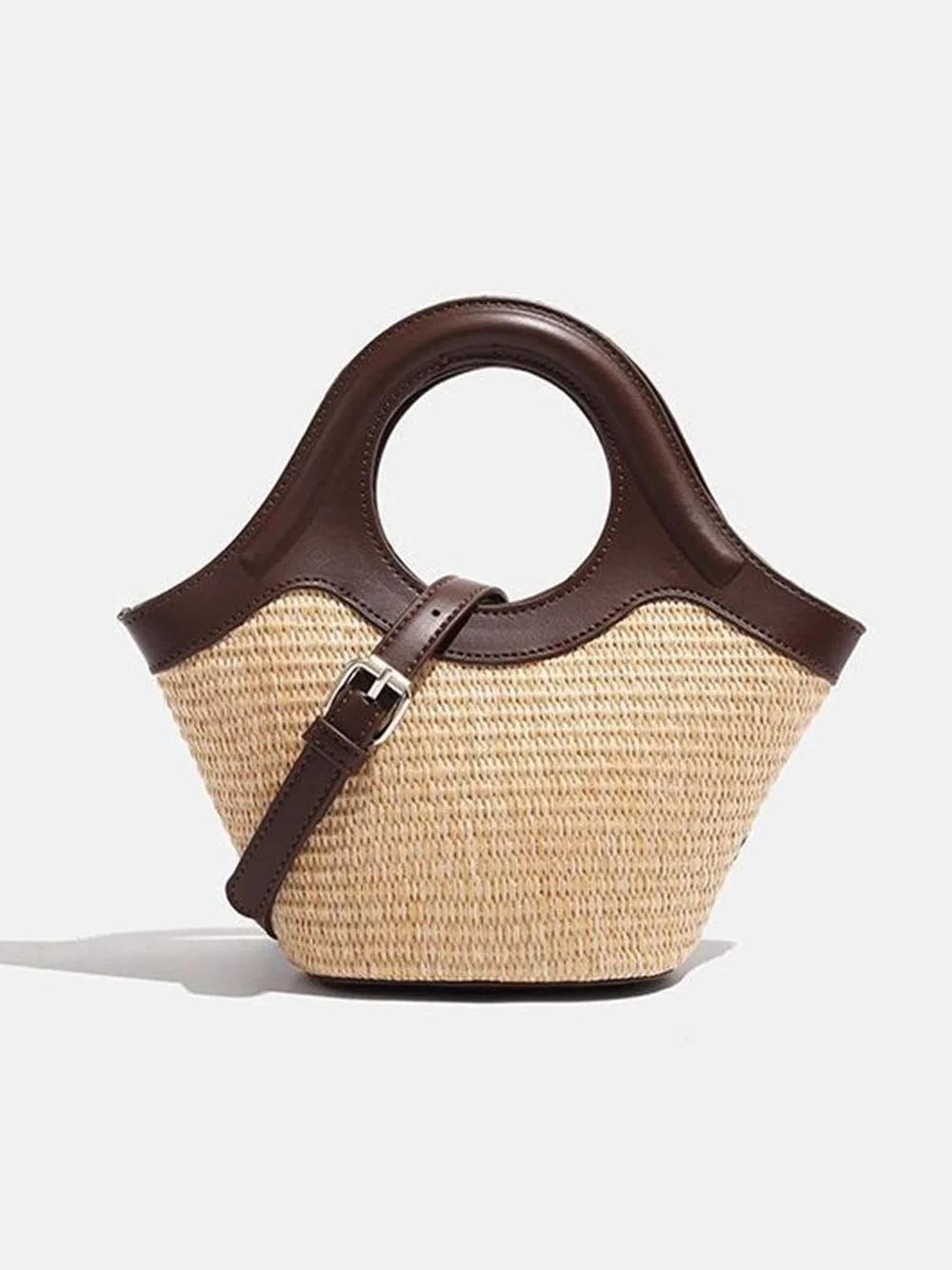 

New Hot Sale Woven Crossbody Bag Straw Bag Color Block Design Bucket Bags Fashion Casual Vacation Style Shoulder Bags For Women