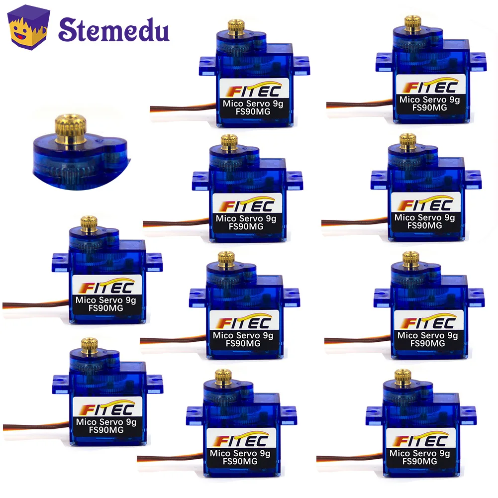 

1/4/10 шт. мини микро 6 в 1,8 кг см Крутящий момент металлическая Шестерня Аналоговый сервопривод FS90MG двигатель для радиоуправляемого самолета Feetech сервоприводы Stem Maker Education