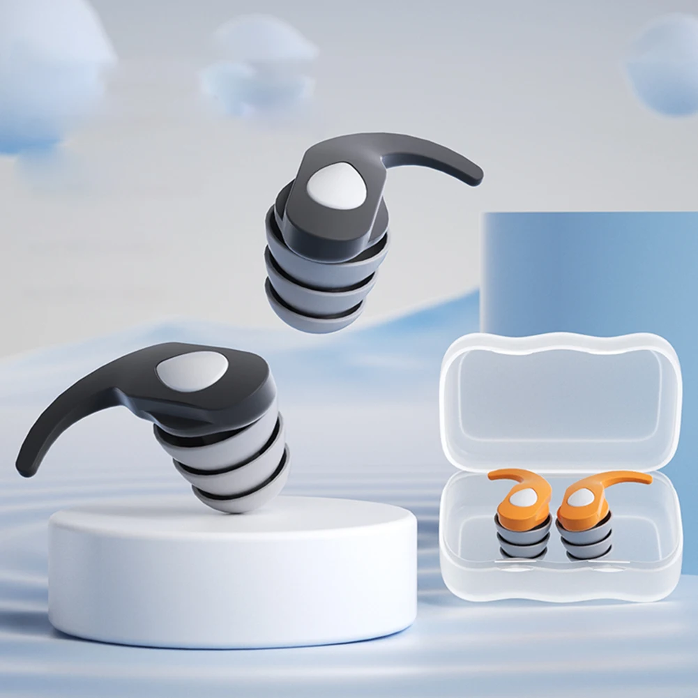 Reusable Silicone Anti-Noise Ear Plugs Waterproof Soundproof Ear Protection for Travel Work Sleep and Swimming