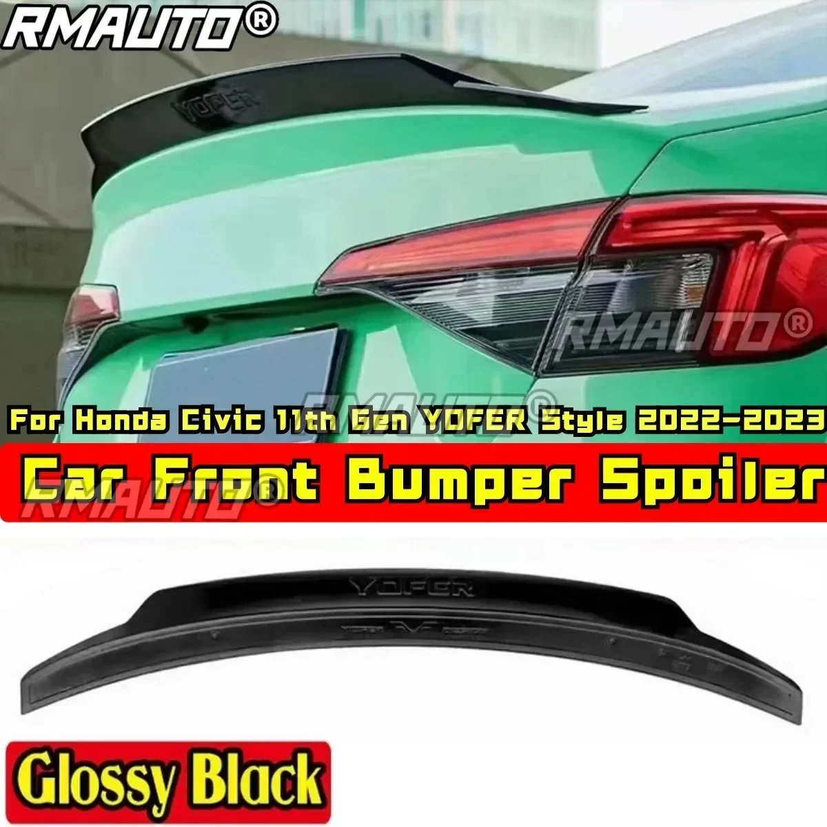 

For Honda Civic 11th Gen 2022-2023 Body Kit Rear Trunk Spoiler Wing Glossy Black YOFER Style Car Rear Spoiler Car Accessories