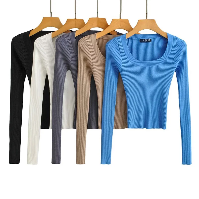 

Весенне-осенний вязаный длинный женский свитер свера с большим воротником в полоску и узором для похудения, модная повседневная одежда