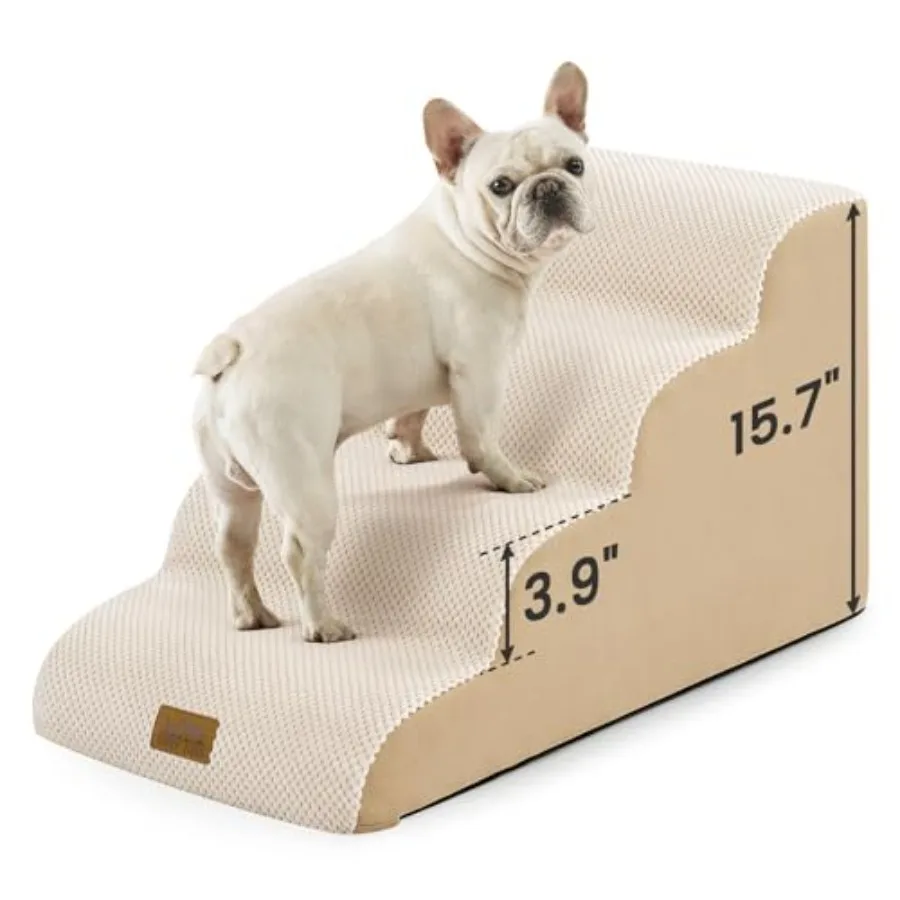 

Dog Stairs for Small Dogs 1.7" H, - Sturdy Foam Dog s for Couch and Bed, Curved Pet Stairs for Puppy and Older Cat, Doggie Ladd