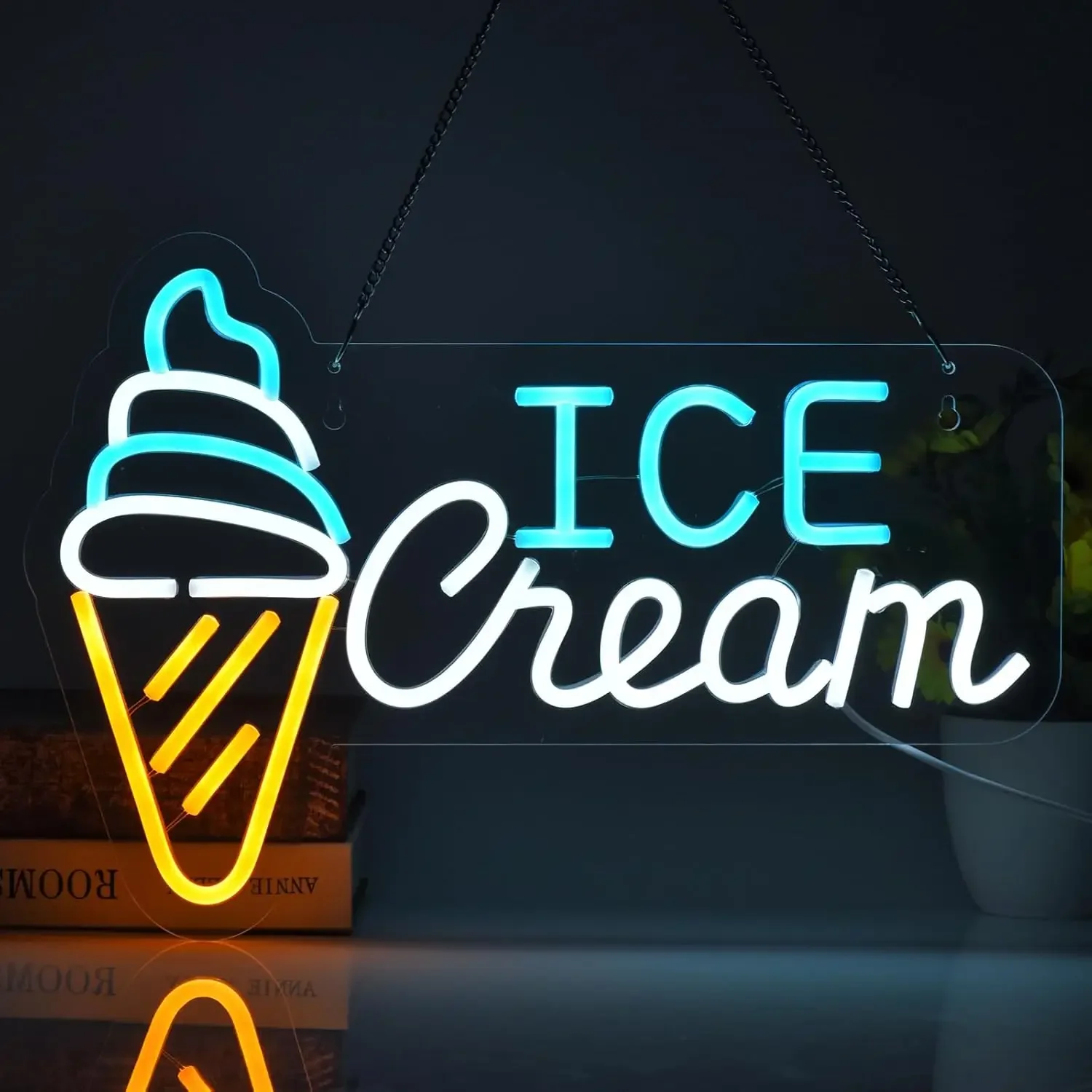 

Ice Cream Neon Sign USB Neon Light Sign LED Light With Dimmable Switch For Business Store Bar Cafe Ice Cream Shop Hanging Decor