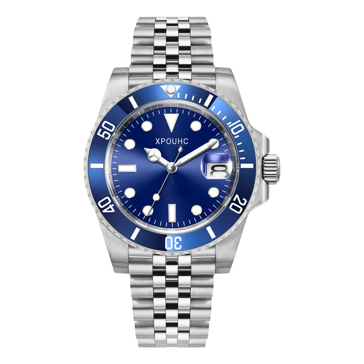 S logotipo gmt relógio de aço inoxidável mostrador luminoso 40mm caso mecânico à prova dwaterproof água relógio de pulso instalar movimento nh34