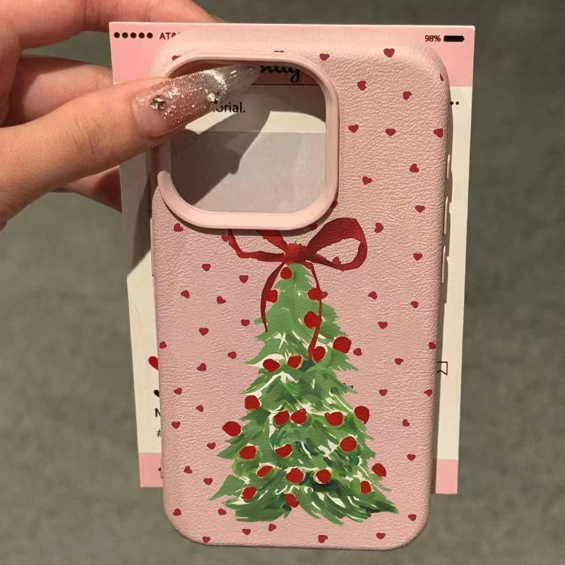 Coque de téléphone en cuir Lichee, Design d'arbre de noël, antichoc, pour Samsung S25 S24 S23 S22 S21 S20 S10 Plus FE Ultra 4G 5G