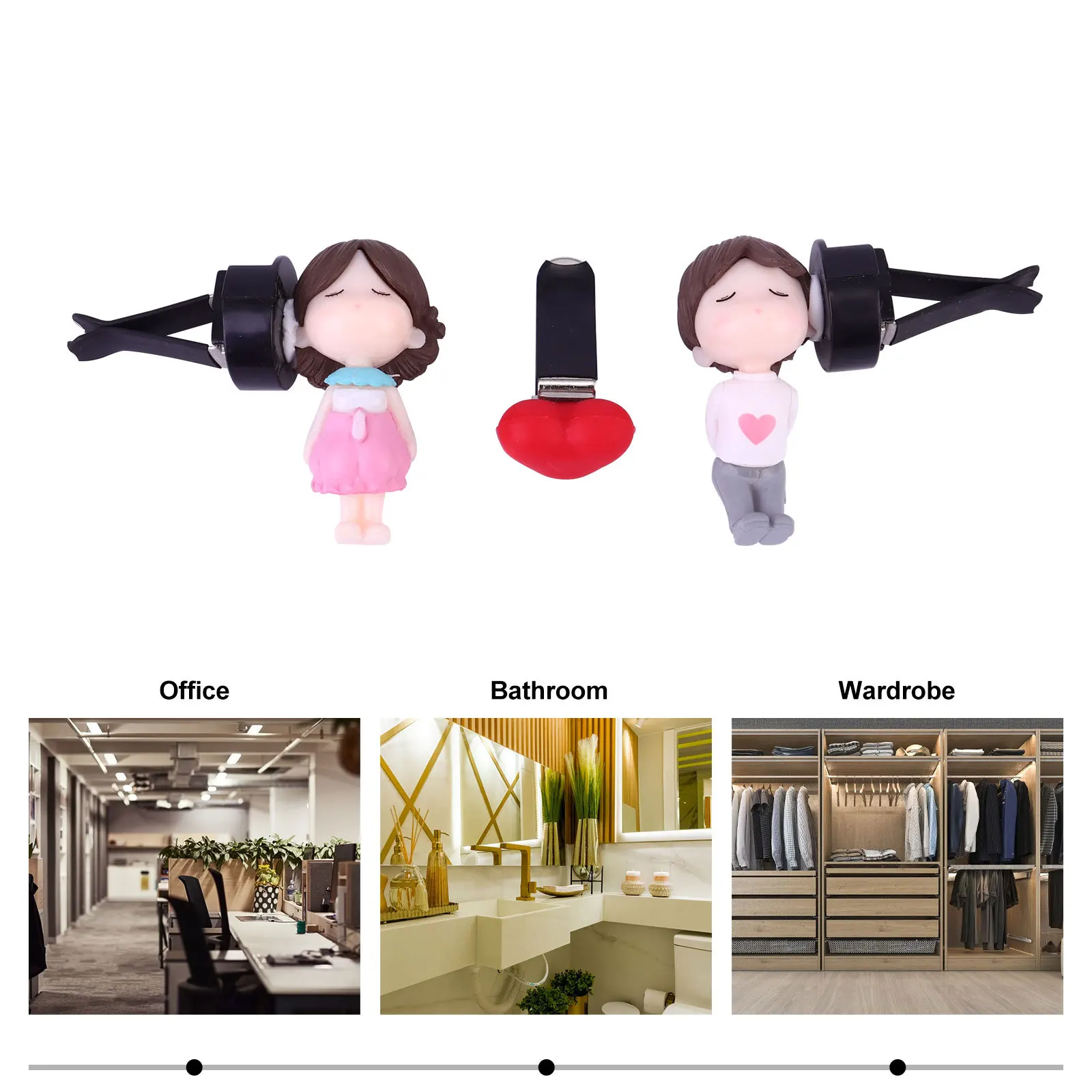 

1Set Car Aroma Diffuser Couple Clip Durable Vent Freshener Car Office Bathroom Closet Use Cartoon Perfume Clip
