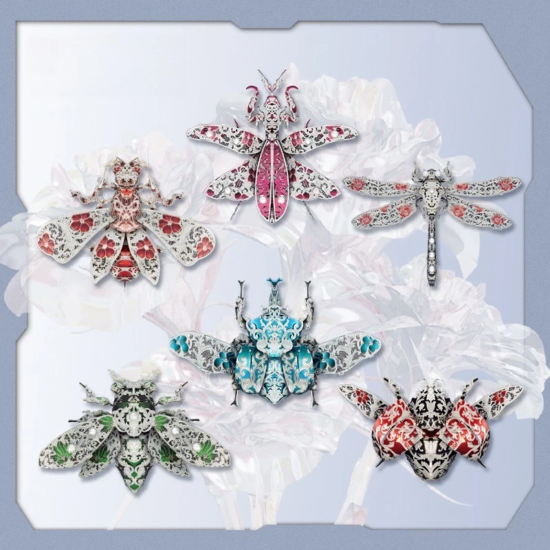 3D Metal Puzzle Toys Insect Animal Model DIY Jigsaw Brooch Handbag Decoration Party Games Birthday Gifts for Girls Ornament