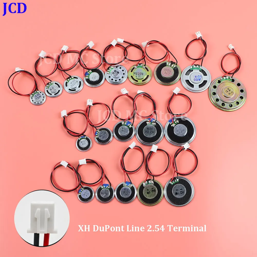 2pcs 8 32 Ohms 8R 32R 0.5W 1W 2W Diameter 20 23 26 28 30 32 36 40 50 MM Ultra-thin Speaker XH DuPont Line 2.54 Terminal