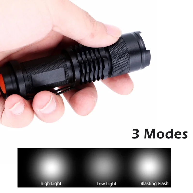 1PC Outdoor EDC Waterproof LED Flashlight High Power Mini Spot Lamp 3 Models Zoomable Camping Equipment Torch Flash Light
