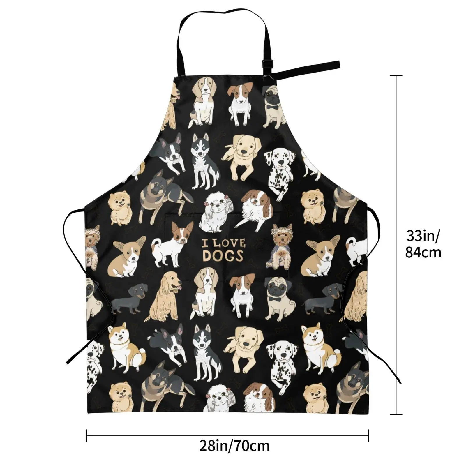 Cute Dog Grooming Apron,Funny Pet Grooming Waterproof Aprons for Women With 2 Pockets & Adjustable Neck