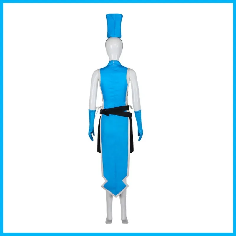 애니메이션 가스핑 워리어와 암살 공주 아네모네 코스프레 의상 블루 오프숄더 드레스 모자 여성 섹시 카니발 의상;3