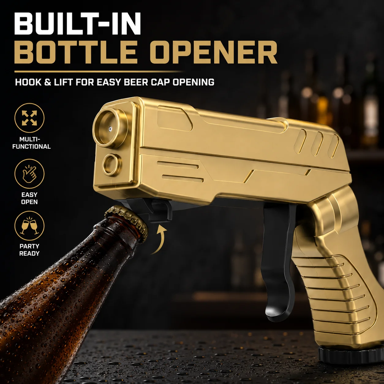 Uwhise Champagne Gun Beer Sprayer Alloy Bottle Opener Wine Dispenser Adjustable Party Prop Shooter Tools For Bar Wedding Club