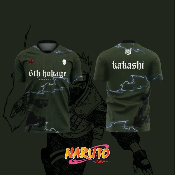 

2025 ‌Naruto Army Green Jerseys, Football Training Uniforms, Bandai Official Authorization, Adult and Child Dual Sizes