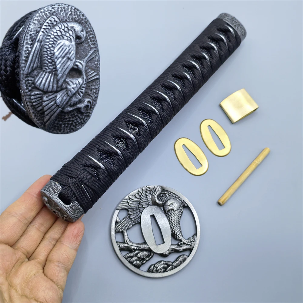 

26cm*Two-tone Handle Tsuka Eagle Tsuba Brass Habaki+Seppa Metal Fittings For Japanese Samurai Katana/Wakizashi Sword Accessory