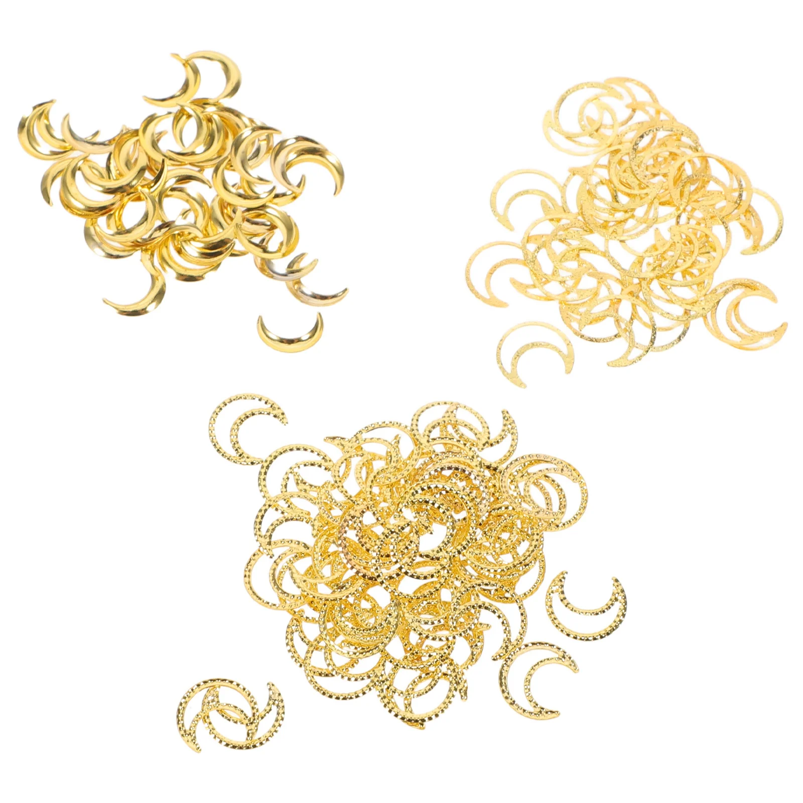 

1500pcs Art Charms Gold Metal Manicure Jewels Moon Shape Decor For Salon Diy Women Nail Art Supplies Small 3D Moon Gems Nail