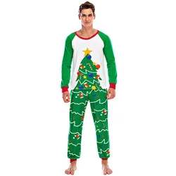 Conjunto de pijamas masculinos de ano novo manga comprida loungewear pijamas de natal masculinos pijamas de outono para dormir