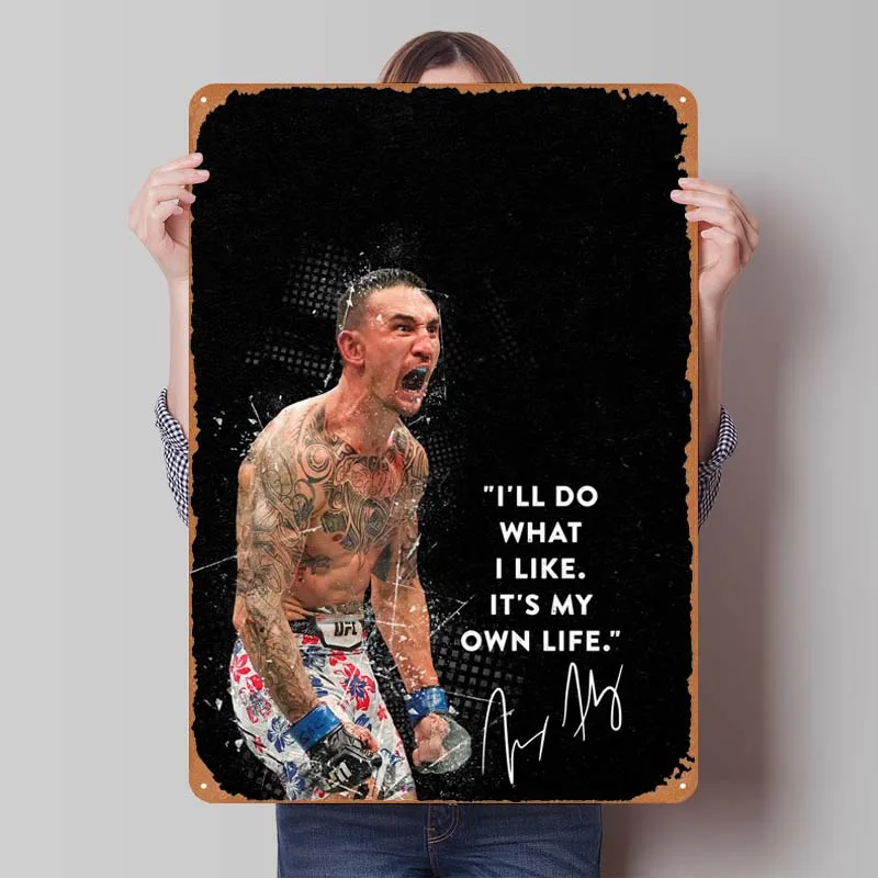 Max Holloway Sign Boxing Poster Retro Metal Tin Sign for Bedroom Garage Man Cave Wall Decoration Wall Decor Living Room Art Home