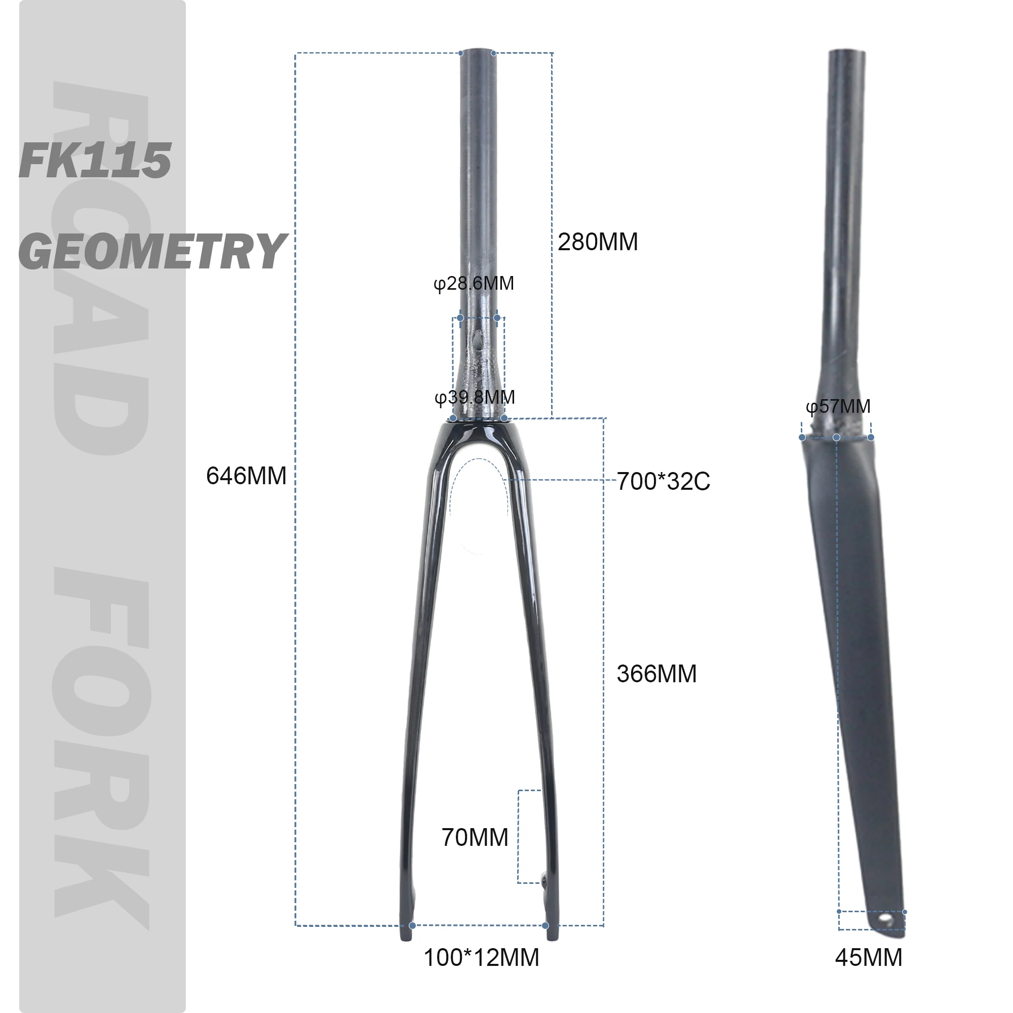 Carbon Road Bike Fork 1-1/8'' 32C 470g