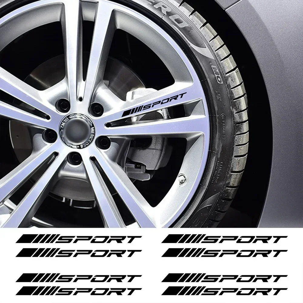 Set of Fashionable Car Stickers, Universal Wheel Hub Decoration, Sports Racing Style DIY Striped Stickers, Car Shape