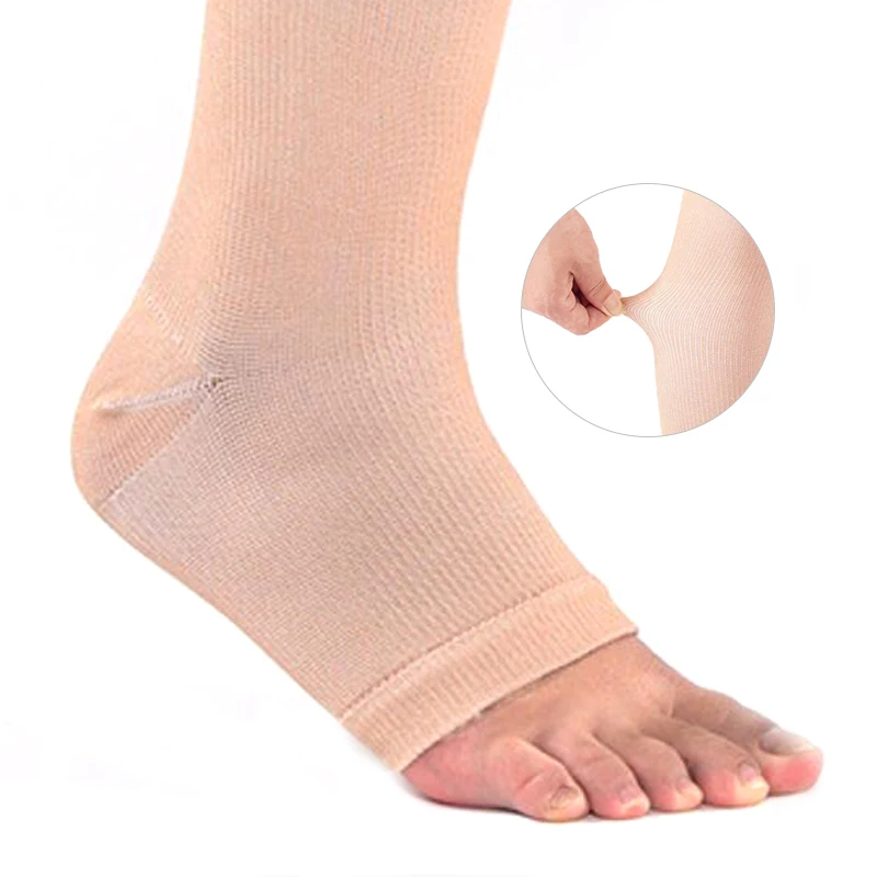 1 paio Open Toe calze a compressione mediche alte al ginocchio vene Varicose calza Unisex compressione Brace Wrap Shaping 18-21mm