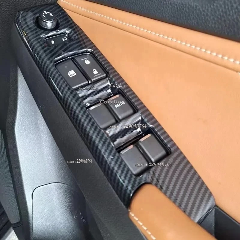 

LHD RHD For Isuzu D-MAX DMAX MU-X MuX 2021-2024 Carbon Fiber Window Lift Switch Cover Trim Inside Door Armrest Frame Car Styling