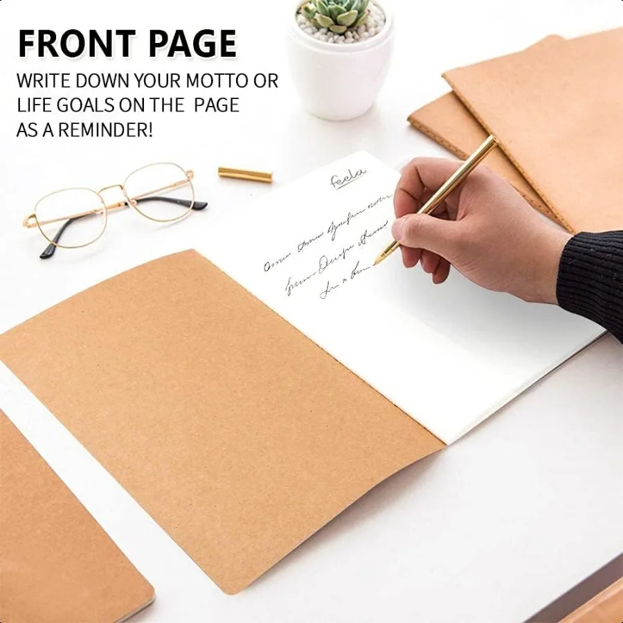 8 عبوات من دفاتر ملاحظات كرافت مقاس A5 مكونة من 60 صفحة فارغة مبطنة لمجلة السفر بغطاء ناعم دفاتر ملاحظات للنساء والفتيات والطلاب صنع خططًا مع