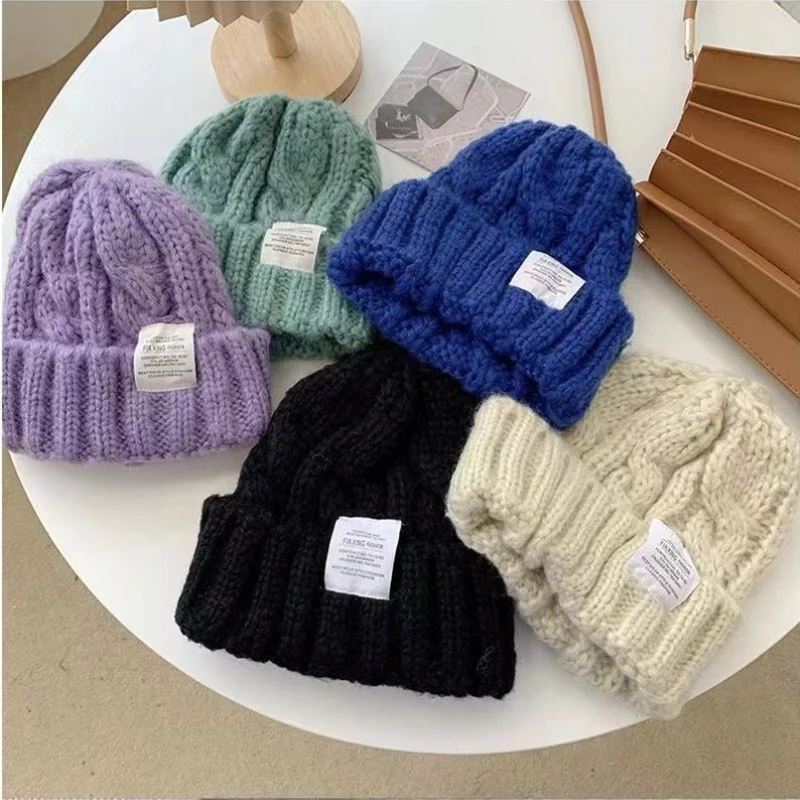 

Winter Hats for Women Candy Color Beanies Knitted Solid Color Hat Autumn Women Men Beanie Caps Outdoor Warm Woolen Sports 모자