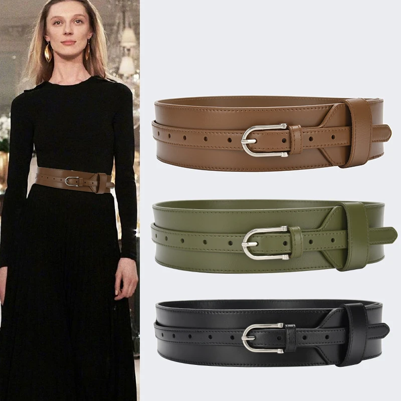 Women's waist belt fashion matching skirt top simple and versatile wide belt decoration dual-purpose wide belt 5.8cm width