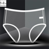 1-2 Pcs Sexy Panties Transparent Women Exotic Lingerie Net Yarn Briefs Temptation See Through Underpants