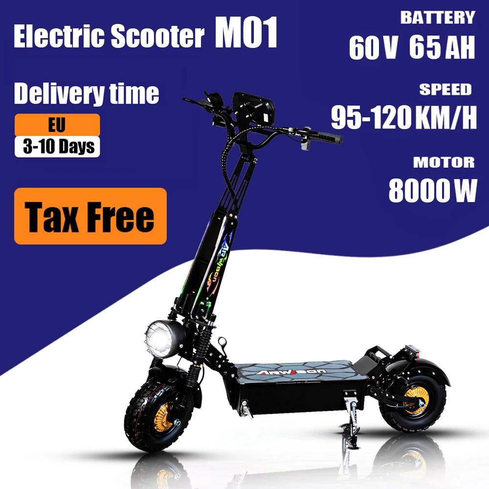 Powerful EScooter M01 Electric Scooter 8000W 65Ah Powerful Electric Kick Scooter Anti-skid Off Road Pneumatic Tire 95km Range