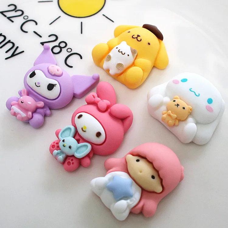 5pcs cute miniso series sanrio cartoon resin flatback cabochons diy crafts materials jewelry making charms