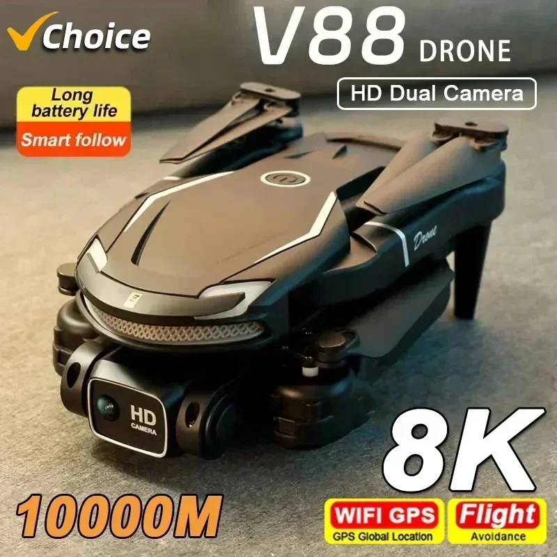 2024 New V88 Mini Drone 4K HD Dual Camera 5G GPS Obstacle Avoidance Photography Optical Flow Foldable Quadcopter Toy UAV