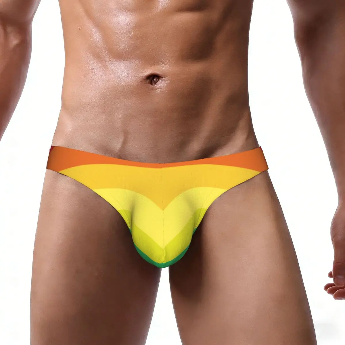 Men's Briefs Sexy Underpants Striped Multicolored Rainbow Bikini Underwear Men Panties
