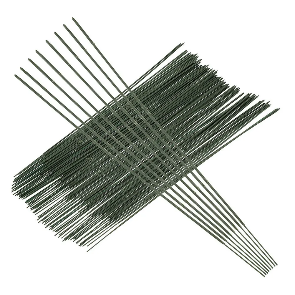 100Pcs Green Floral Wire Stems Easy to Bend Strong Iron Core for Artificial Flower Making Bouquets Holiday Decor Florist