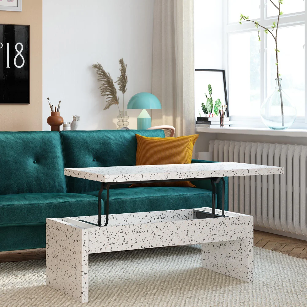 Lift Top Table, Terrazzo, Coffee Tables Living Room Furniture , Light And Modern, Simple Aesthetics