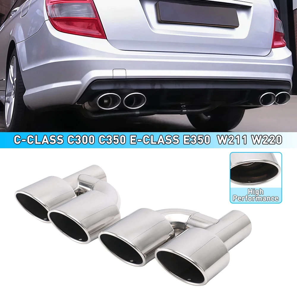 Edelstahl H-Typ Auspuffrohr 2,5 Zoll Doppel-Oval-Schalldämpfer-Endrohr für C-Klasse C300 C350 E-Klasse E350 W211 W220 Auto-Tuning 1 Stück