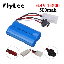 6.4V 500mah Li-ion Battery with SM-2P/ JST-2P/EL-2P/L6.2-2P plug RC toys 15C 14500 battery for WLtoys 18401/02 toys car parts