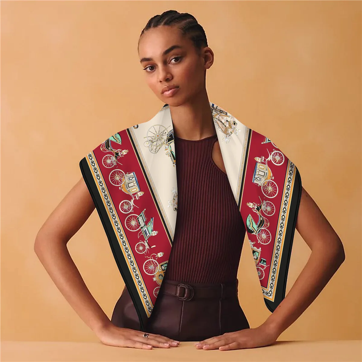 90CM Silk Cashmere Scarf Designer Luxury Hand rolled Bandanas Shawls Scarves Ladies Christmas Valentine Gift Silk Head Neck
