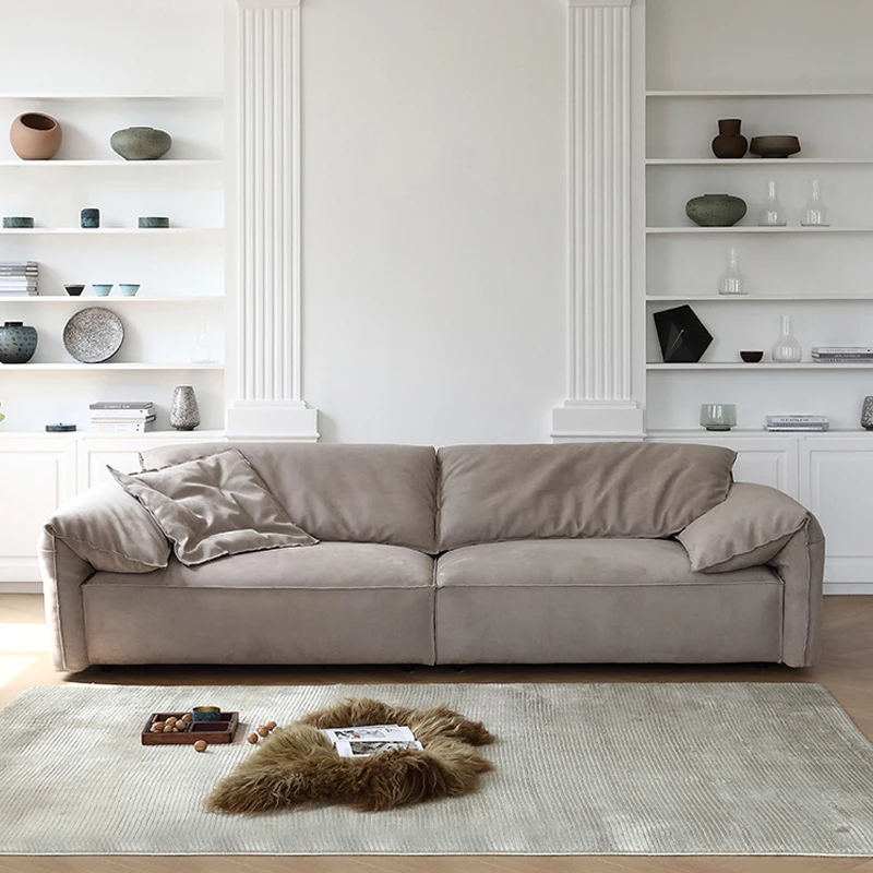 #Modern Luxury Elephant Ear Sectional Sofa High-End Designer Lazy Fabric Set for Small Apartment Straight Row LivingRoom for Bed