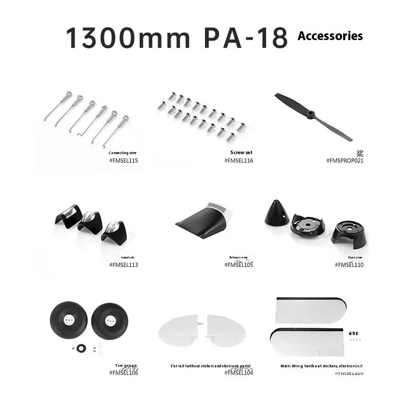 Voo Flat Cauda Principal Lâminas de Asa, Avião Modelo Peças, Acessórios, Fms, 1300mm, P-18