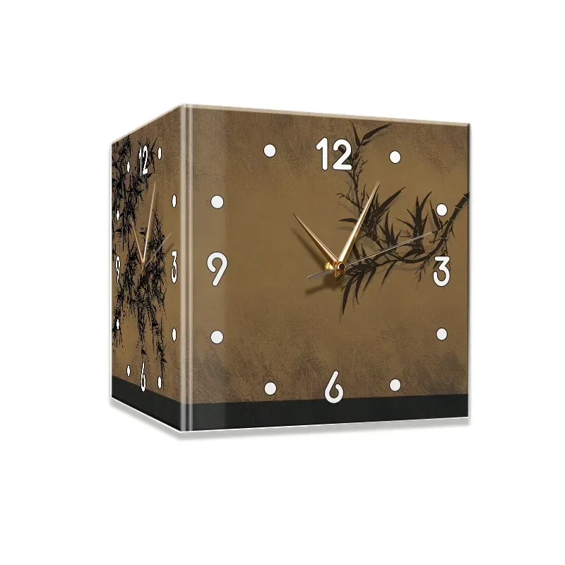 Mozhutu corner double-sided wall clock, corner Chinese style bamboo wall clock