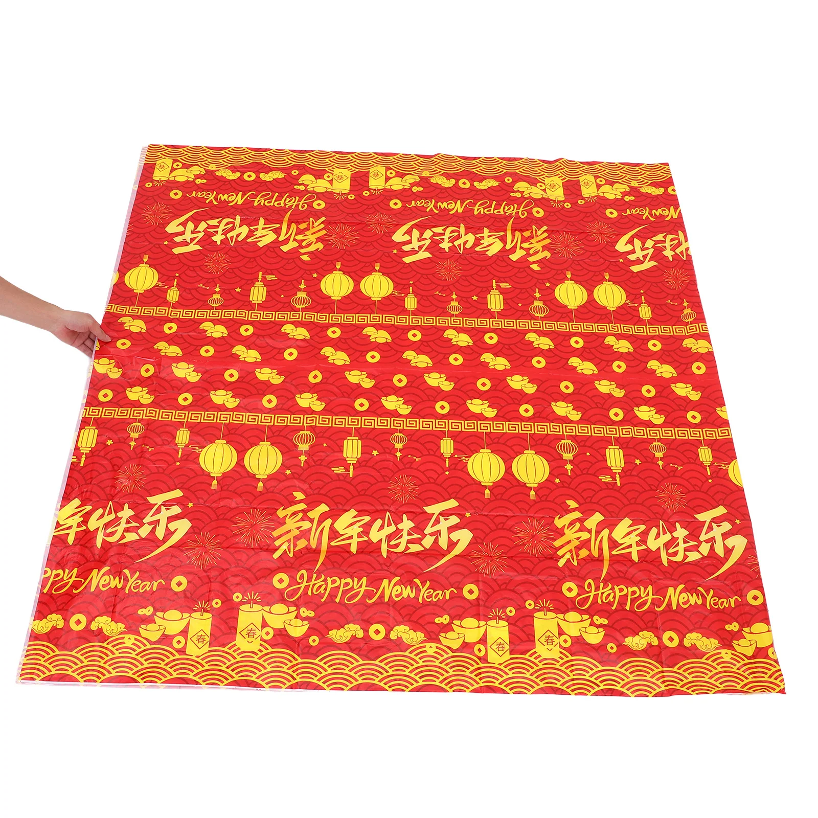 

2Pcs Happy Chinese New Year Tablecloth 2026 Year Plastic Rectangular Dining Table Cover Runner Lunar Spring Festival