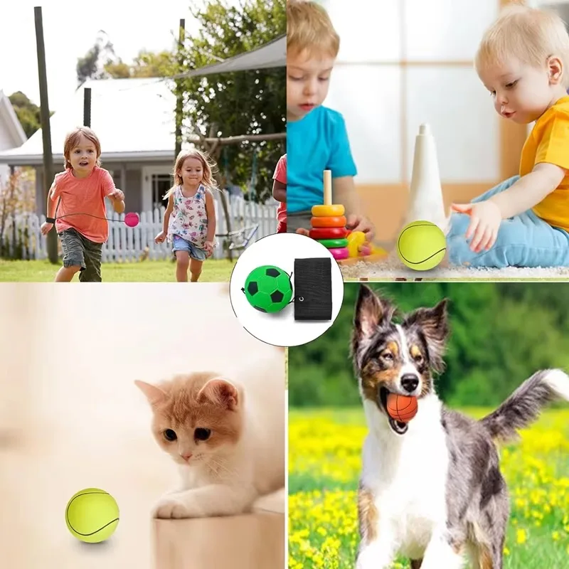 مجموعة سوار معصم كرة رياضية مكونة من 4 قطع لكرة السلة وكرة القدم البيسبول على سلسلة مرنة - مثالية للعب الأولاد في الهواء الطلق ألعاب الكلاب الأليفة