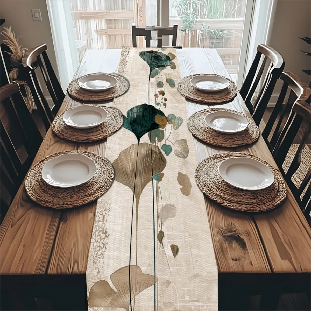 VIKAMA Printed Ginkgo Leaf Tablecloth Waterproof, Stain-Resistant, Easy to Clean Dining Table, Tea Table, Home Decor