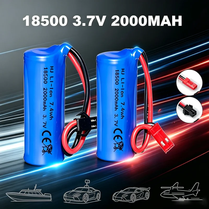 18500 3.7V 2000mah Li-ion Battery For RC Toys Car Boats Plane Parts SM-2P JST For RC Stunt Dump Car Toys Accessories